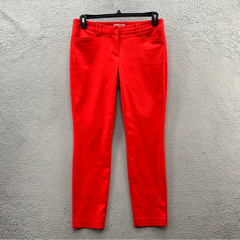 Lila Rose Women's 6 Pants Ankle Flat Front Business Casual Career Red Stretch